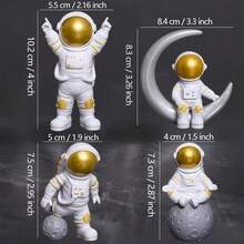 Tendencia4pcs Adornos Astronauta Figuras Decorativas/auto,escritorioCalidad premium - Oro - Ver 4