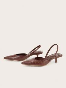 2024 Women's Elegant Stylish Unique Backstrap High Heels (Asymmetrical Cut Uppers) - Brown - View 4