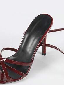 Women's Burgundy Pointed Toe Stiletto High Heel Sandals, Elegant For Wedding & Party, Comfortable, Fashionable, Versatile, High-End High Heels - Burgundy - View 7