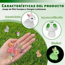 Tendencia60pz Mini Conejos Y Hongos Luminosos Juego De Resina BrillanCalidad premium - Multicolor - Ver 3