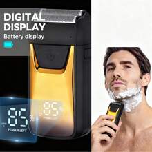 New Men's Double Blade Electric Shaver, Suitable For Shaving Head, Barber Use, Wireless Design, Professional Rechargeable Shaver/Trimmer, Super Close Shave - Gold - View 2