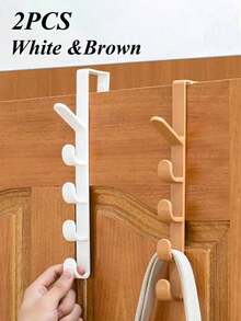 1PC Solid Plastic Door Hook,Modern Non Perforated Strong Hanger Rack,Towel Racks,Portable Coat Hook,Over The Door Plastic Home Storage,Space Saving Plastic Wardrobe Organizer,Multi Functional Display Rack,Back Of Shower Door Hooks For Hanging Towel Rack Clothes,Hat,Household Items, Bedroom Accessories,Accessory Storage