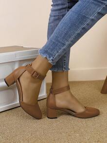 女士厚底高跟时尚镂空舒适搭扣凉鞋 - 棕色 - 查看 6