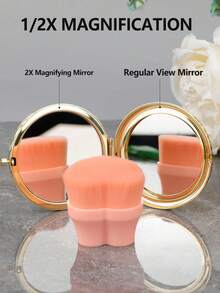 1 Pc Portable Double-Sided Metal Foldable Mirror, HD Makeup Handheld Portable Mirror, Makeup, Affordable, Room Decoration, Dressing Table, Travel, Bedroom, Makeup Accessory, Mirror, Vanity Mirror, Mini Mirror, Portable Mirror, Small Mirror, Handheld Mirror, Affordable, Christmas Stocking Stuffer, Makeup, Makeup Tool, Affordable Item, Gift, Gift For Women, Christmas Gift - Vàng - Xem 5