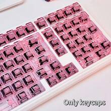 一套完整的蜜桃粉/透明双色键帽，PC透明材质，表面经彩虹处理，Cherry原厂高度 - 粉色 - 查看 7
