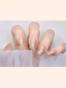 步入便捷世界 1 张 14 片装 中号人造自然指甲贴纸 闪亮天空美甲贴 美甲造型百变爱好者必备 - 金色 - 查看 5