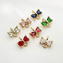 2/4/6 件铜色锆石蝴蝶结双环吊坠、DIY 耳环手链项链别致新娘发饰