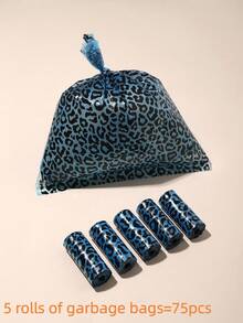 75pcs/5rolls Disposable Garbage Bags, Leopard Print Diaper Changing Trash Bags, Convenient Portable, Car Trash Bags, Suitable For Outdoor Stroller, Living Room, Bathroom, Nursery Cleaning, Random Color