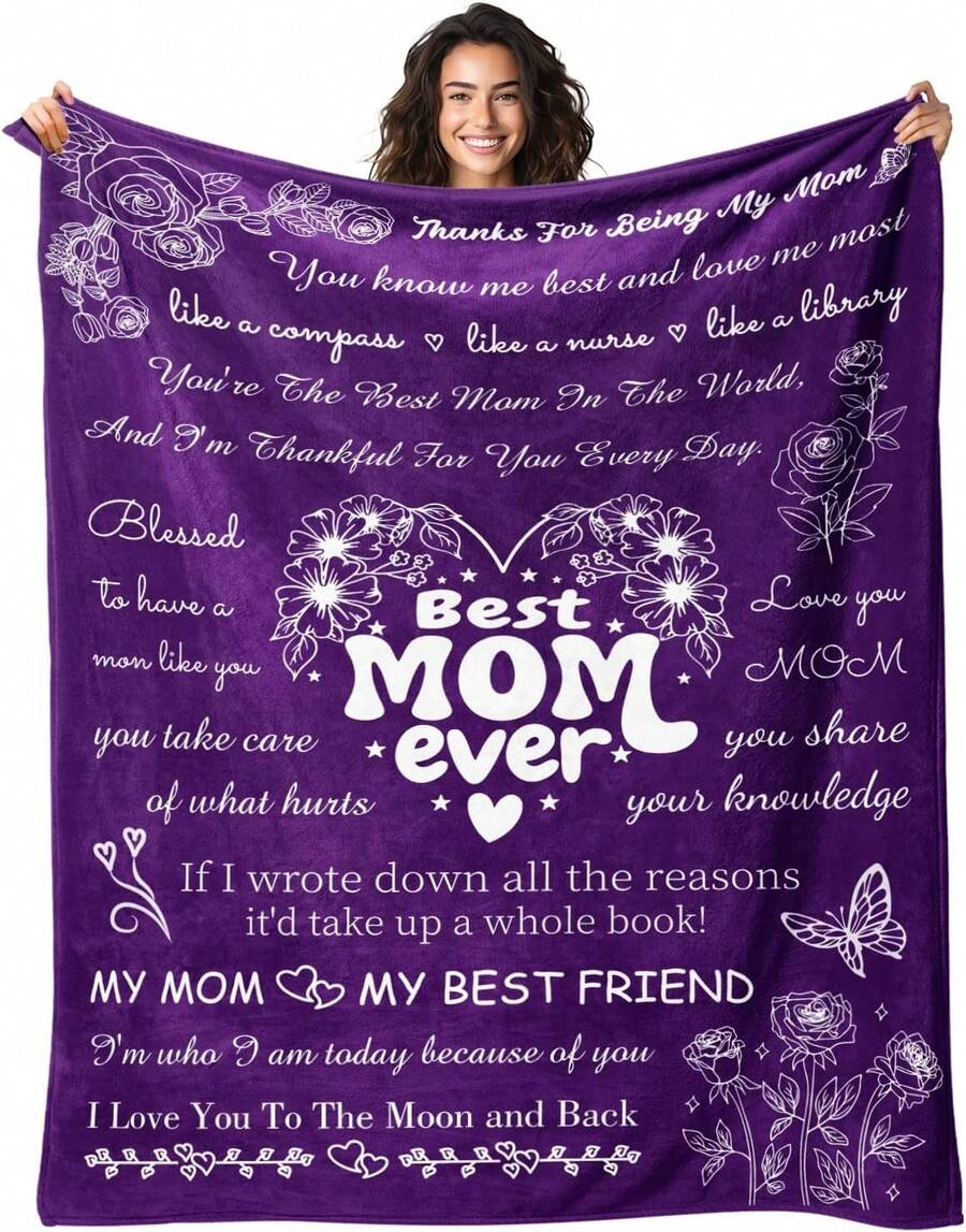 Irthday Gifts For Mom From Daughter Son - Christmas Lanket Gifts For Mom - Est Moms Ever Present - Mothers Day Valentines Day Presents For Mother - To My Mom's Lanket  Purple - 媽媽禮物藍色 - 查看 1