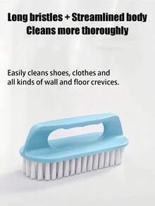 柔软长毛清洁刷，带手柄，符合人体工程学设计，适用于清洁衣物、地板、洗衣等。硬毛马桶刷，浴室清洁工具，适用于厨房、浴室、卫生间，尤其适用于清洁玻璃墙、陶瓷窗、衣物、水槽、鞋架等。