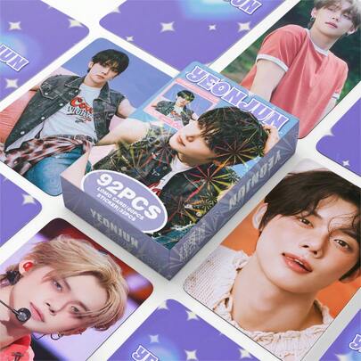 TXT 最新 SOLO 照片卡，92 张/盒（60 张 LOMO 卡 + 32 张贴纸），K-Pop 粉丝周边，收藏照片卡和贴纸，适合专辑和剪贴簿装饰，返校、毕业、生日、节日礼物
