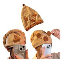Tendencia3pc Capybara Turbantes De Secado Rápido Gorros Para El Pelo Marrón CarpinchoCalidad premium - Marrón - Ver 3