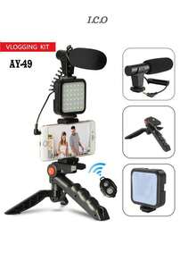 Kit de Video Vlog para Teléfono Inteligente, con Luz de Relleno LED, Micrófono con Reducción de Ruido, Kit de Video Vlog Filmmaker, para Computadora con Cámara de Teléfono - Negro - Ver 2