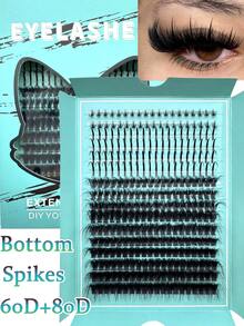 16Rows  Manga Eyelash Extensions Clusters Bottom+Spiky Lashes Extensions Clusters Spikes Eyelash Extensions Segmented Eyelash Makeup Tools,5D Fluffy Thick Soft Individual DIY Clusters Eyelash Extension Kit, Thick Individual Cluster Lashes With Spikes&Bottom, Lashes Easy Application For Beginners,Personalized Cat/Fox Green Box Packaging - Black - View 7