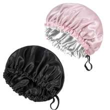 Awegeo 2pcs Women's Double-Layer Satin Sleep Cap, Smart Adjustable Buckle Design - Solid Color Loose Fit, Hair Protection, Luxurious Elastic Trim, Nighttime Moisture, Daytime Hairstyle Maintenance - 2pcs-set1 - View 7