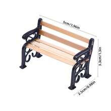1pc Mini Park Bench Model Decor, Miniature Gardening Accessory, Miniature Yard Scene Prop Model, Exquisite Craft, Small House Decoration, Miniature Home Scene DIY, Collectible Gift For Hobbyists And Enthusiasts - Beige - View 7