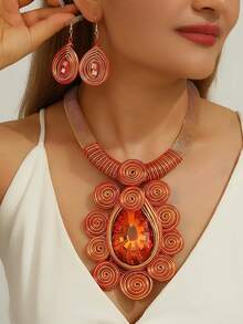 1 Set Handmade Artificial Crystal Jewelry Set, Necklace Set For Women To Wear To Parties, Gatherings, Beach Vacations