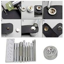 Leoon Kit Completo de Instalacin de Broches Metlicos, Juego de Herramientas con Mangos de Acero para Fijar Remaches y Botones a Presin en Cuero, Lona y Tela - como se muestra en la figura - Ver 4