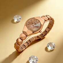 1pc Women's Watch, Exquisite Fashion Dial Quartz Watch, Elegant Luxury Fashion Bracelet Watch Jewelry Clasp, Suitable For Daily Wear, Anniversary Gift, Birthday Gift, Halloween Gift, Etc. - Coffee Brown - View 5