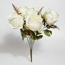 TendenciaRamo De Rosas Flores Artificiales Con Follaje Decorativa Blanco RosaCalidad premium - 1 - Ver 8