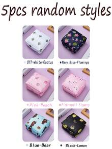 3/1pc Multi-Functional Sanitary Pad Storage Bag, Large Capacity Sanitary Pad Organizer, Tampon Holder, Menstrual Pad Pouch, Portable Cosmetic Bag, Makeup Case, Travel Organizer Accessories, Waterproof Cute Cartoon Pattern Storage Bag, Travel Earphone & Coin Pouch ,Travel Essential Bag - Multicolor - View 13