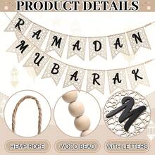 1pc Bohemian Style Wooden Eid Mubarak Banner - Eid Celebration Decor, Easy To Hang With Jute Rope, No Electricity Needed, Suitable For Home And Outdoor Celebrations, Ramadan Decoration