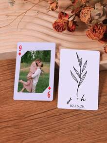 Personalized Custom Photo & Text Playing Cards, Valentine's Day Gift, Custom Couple Photo Poker Set, Romantic Valentine's Present, Custom Name Date Playing Cards, Entertainment Accessory, Multi-Functional, Highly Decorative, Reusable, Exquisite & Stylish, High-Quality, Colorful, Modern, Customizable, Personalized, Unique, Ideal Gift For Lover/Partner - Multicolor - View 24