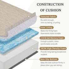 Baibu Gel Memory Foam Recliner Cushions With Lumbar Support Pillow For Elderly, 20x20x5 Inch Thick Dual-Layer Patent Design Non-Slip Seat Cushion For Recliner Chair For Reduce Hip &Amp; Lumbar Pain, Beige - ColorB - 查看 2