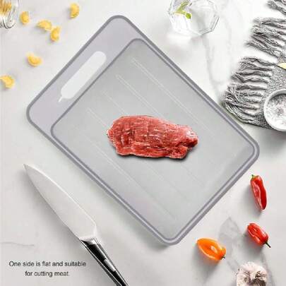 Tabla de Cortar para Descongelar, 4 en 1, Placa de Descongelación de Doble Cara, Tabla de Cortar con Afilador para Cocina, Descongelar Alimentos de Carne Congelada, 12,3 X 8,3,37543077