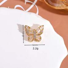 3pcs Fashionable Copper Rhinestone Butterfly Pendant, DIY Craft Jewelry Supplies For Earrings, Bracelets, Necklaces