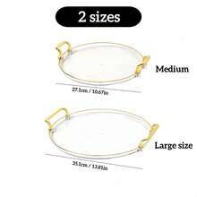 Goldener Griff transparente Folie Lebensmittel Tablett, runde große & kleine Servierplatten, Bankett Dessert Präsentationsständer, Aufschnitt & Käsebrett, Zuhause Lebensmittel Präsentationsteller, Party & Ramadan Essentielle - Verschiedenfarbig - Übersicht 8