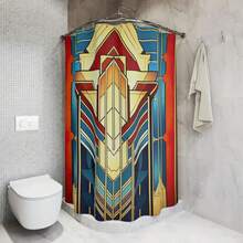 Shower Curtain |   Frank Lloyd Wright Inspired Bathroom Accessories |   Mid Century Modern Decor Home Decor |   Bathroom Curtain |   USA Made 52-275Polyester Fabric, Contains Plastic Hooks ,Housewarming Gift, Couple Gifts, Mother's Day Gifts - 彩色 - 查看 5
