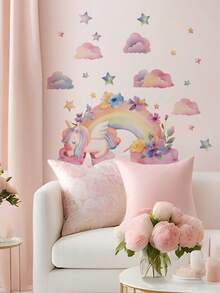 1PC- Wallpaper -[Unicorn, Girl, Elf]Boy Kids Room Decor Home Self-Adhesive Baby Nursery Decor Girl Decor Wallpaper Removable Wall Stickers For Personalized Gifts Wall Decor Living Room, Girls Bedroom, Window Stickers – Cute & Creative Wall Decor For Wall Art Kids Room Decor Bedroom Decor - Multicolor - View 6