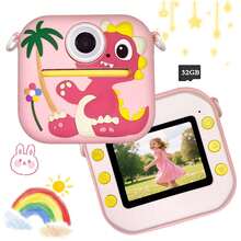 Máy ảnh kỹ thuật số cho trẻ em, phù hợp cho bé trai và bé gái từ 3-12 tuổi - Camera selfie quay video HD 1080P ống kính kép với màn hình 2.4 inch, nhạc, trò chơi, thẻ nhớ SD 32GB, giấy in và dây đeo - Món quà đồ chơi Giáng sinh và sinh nhật hoàn hảo - Nhiều màu - Xem 3