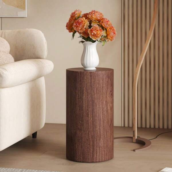 Elegant Round Walnut MDF Coffee Table – Modern Living Room Decoration With A Minimalist Design. Can Be Used As A Small Side Table, Side Table, Sofa Table Or Tea Table.