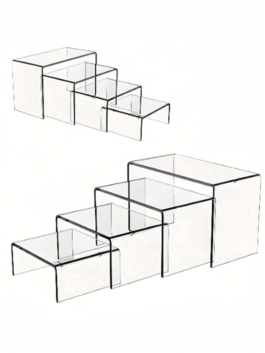 1/2 套透明亚克力展示架，纸杯蛋糕甜点收藏化妆品展示架，透明亚克力厨房浴室客厅收纳架，桌面装饰架 - 透明 - 查看 1