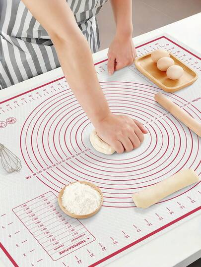 1pc Kneading Mat, Baking Mat, Pastry Mat, Rolling Mat, Non-Stick & Anti-Slip Surface | With Measurement Markings - Clear Scales | Washable - Easy To Clean | Suitable For Rolling Dough, Kneading, Making Dumpling Wrappers, Baking, Making Pasta, Pizza, Candy, And Other Baking & Cooking Needs, Available In Multiple Sizes