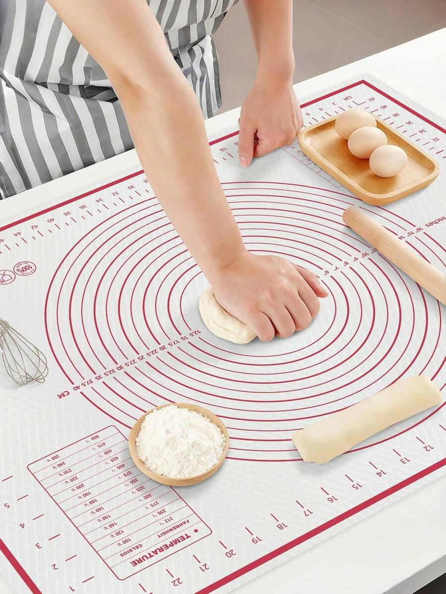 1pc Kneading Mat, Baking Mat, Pastry Mat, Rolling Mat, Non-Stick & Anti-Slip Surface | With Measurement Markings - Clear Scales | Washable - Easy To Clean | Suitable For Rolling Dough, Kneading, Making Dumpling Wrappers, Baking, Making Pasta, Pizza, Candy, And Other Baking & Cooking Needs, Available In Multiple Sizes - Multicolor - View 1