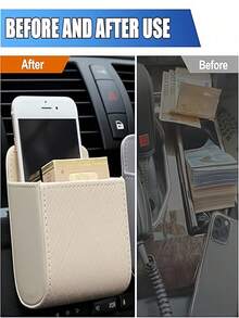 1. Car Air Vent Storage Bag, Car Storage Box Bag, Car Phone Hanging Bag, Car Storage Box Accessories, Phone Storage Box Organizer Bag, Car Vent Storage Bag, Car Backseat Vent Organizer Storage Bag, Portable Storage Box, Storage Box With Hook, PU Leather Car Dashboard Storage Bag With Hook ,Travel Essential Bag - Multicolor - View 5