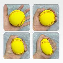 Soft Baseball, PU Baseball, Foam Baseball, Elastic Ball, PU Foam Solid Stress Ball, Smooth Stress Relief Ball, High Elastic Waterproof High Polymer Material Squeeze Toy, Foam Ball - Yellow - View 1