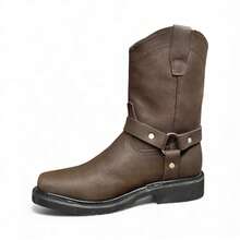 BOTAS VAQUERAS PUNTA CHATA ARGOLLA SUELA COSIDO WELT GOODYEAR PIEL BOVINA - Marrón Chocolate - Ver 9