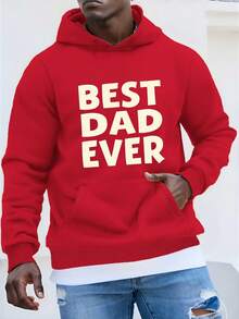 Sudadera con capucha para hombres, mejor papá de todos los tiempos, verde, con bolsillo frontal, suéter con capucha de ajuste holgado para regalos del Día del Padre, atuendos casuales y formales para el día a día, tela duradera y no elástica, ropa cómoda, regalo lavable a máquina para papá, mejor opción para regalos de festividades - Rojo - Ver 6