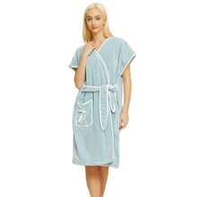 TendenciaBata Mujer Terciopelo Coral Suave Y AbsorbenteCalidad premium - Azul - Ver 2