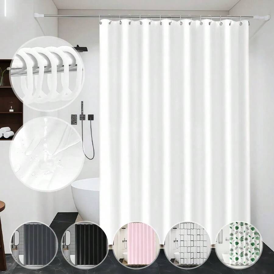 TendenciaCortina De Ducha Con Ganchos 200x200cm ImpermeableCalidad premium - Blanco - Ver 1