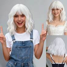 Wave Wigs Women| Fashionable Curly Lace Front, Cosplay, Parties And Daily Wear – Ultimate Party Accessory - trắng - Xem 3