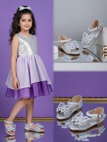 1双玫瑰金幼儿/小女孩平底凉鞋，柔软皮革，饰以彩色水钻镂空网眼蝴蝶图案，圆头露趾设计，防滑软底，可调节绑带，时尚公主风沙滩/休闲/派对鞋，适合3-12岁儿童，2026春夏款