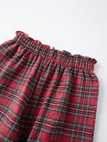 Women's 2 Piece Lounge Set Sleeveless Tie Shoulder Striped/Plaid Tank Tops Pants Sleepwear - Đỏ - Xem 4