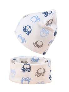 2pcs/Set Baby Brimless Beanie Hat And Scarf Set, Cartoon Pattern Children's Hat And Neck Warmer Two Pieces, Brimless Cap And Neck Scarf For Boys And Girls, Autumn/Spring