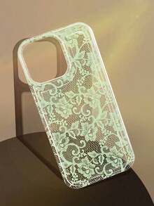 1pc Romantic Lace Pattern Soft Transparent Airbag Phone Case, Anti-Slip, Suitable For IPhone 11/12/13/14/15/16 Pro Max - 款式4(1pc) - 查看 5