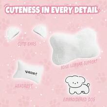 VlGOSlT Cat Ear Gaming Chair With Footrest - Adjustable Lumbar Port 310lbs Capacity.Removable Cute Ears Cotton-Filled Ergonomic Computer Chair For Girls/Teens White - White - 查看 4